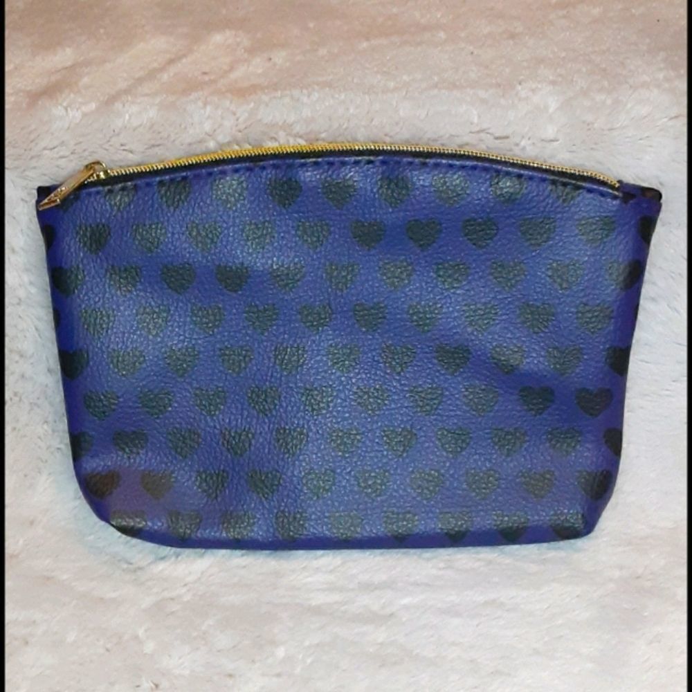 Ipsy Purple Black Hearts Makeup Bag